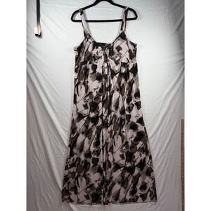 Ann Taylor Womens Abstract Floral Empire Waist Maxi Dress Black Brown Tan Size L